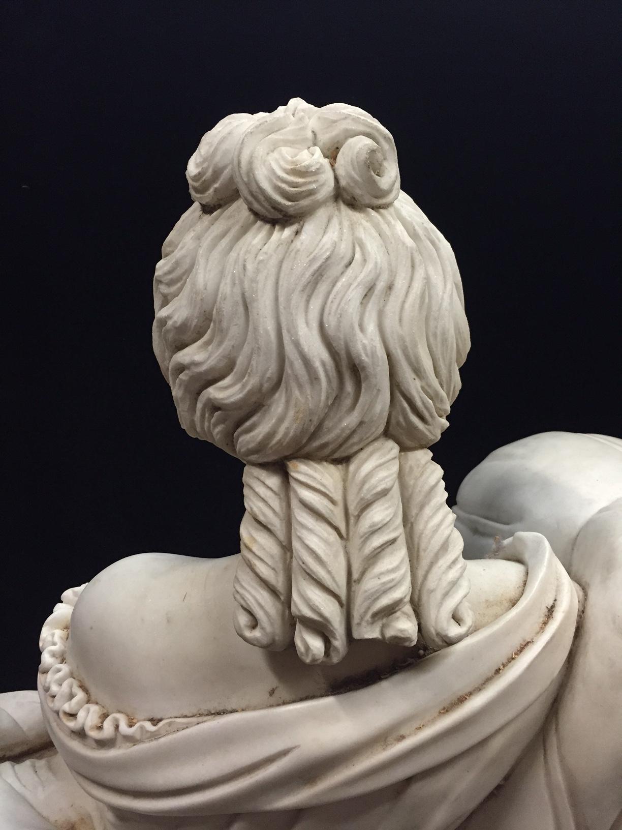 Continental Hand Carved White Marble Maiden 2