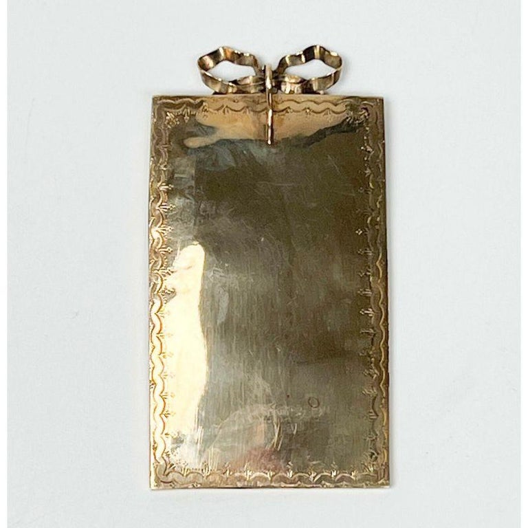 Continental Hand Painted Enamel Plaque in 14k Gold Pendant Frame, C