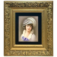 Continental Hand Painted Porcelain Plaque, Beauty after E. Semenowsky