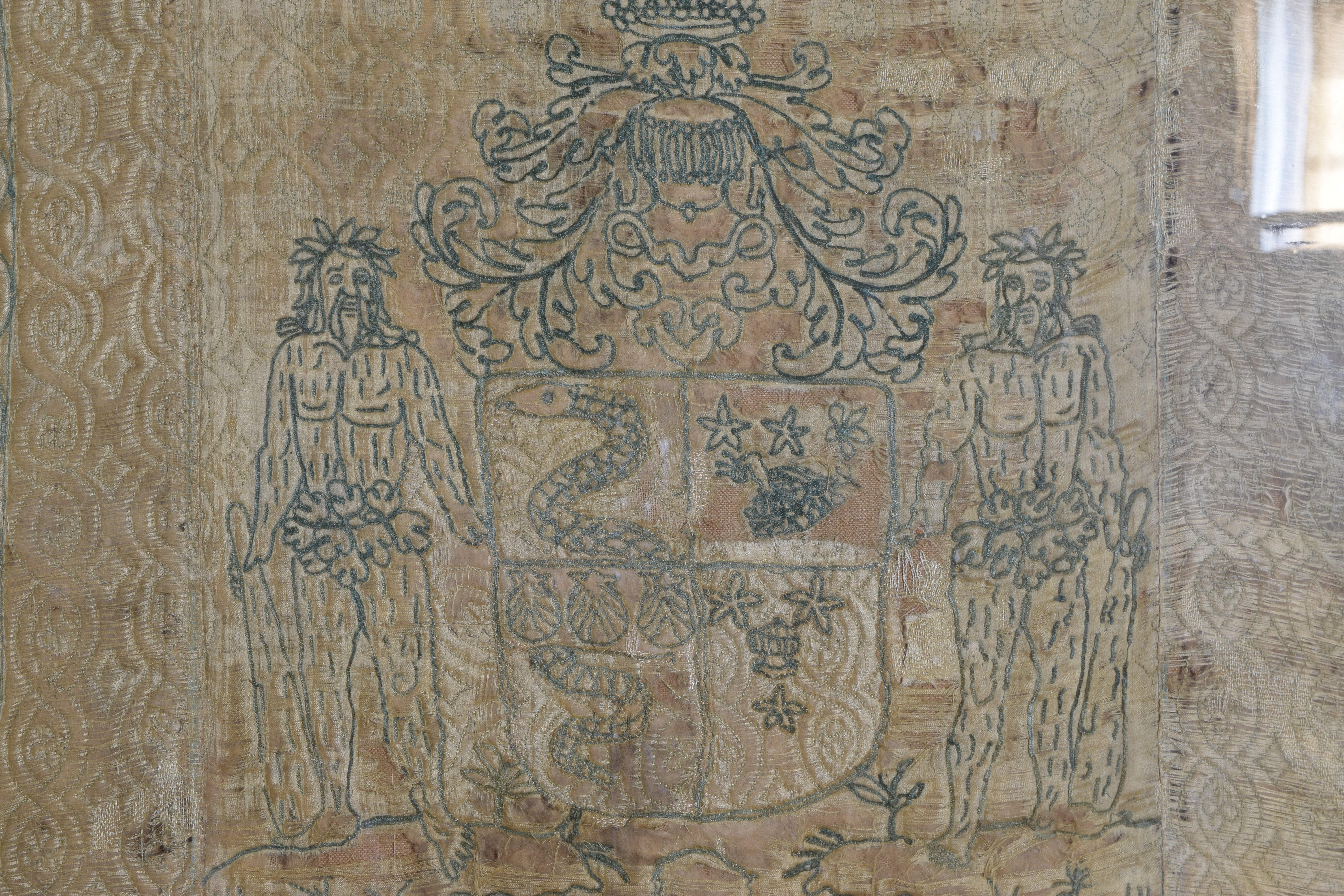 Continental Hand Woven Framed Heraldic Wall Hanging, 18th Century 2