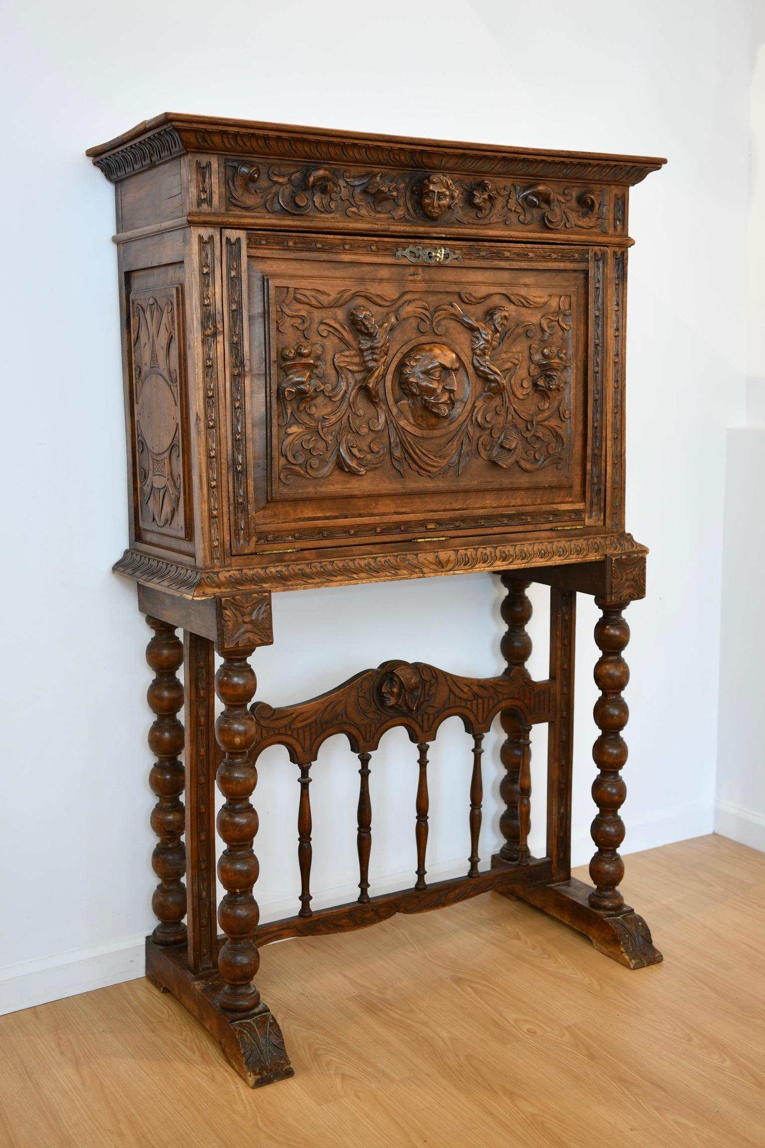 Unknown Continental Heavily Carved Drop Down Abattant