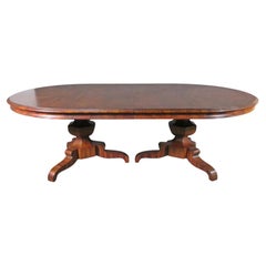 Continental Inlaid Marquetry Italian Antique Dining Table with Large Leaf