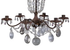 Continental Iron and Cut Glass Six-Light Chandelier