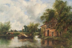 Continental Landscape Oil Painting, Biedermeier Style, 20th Century