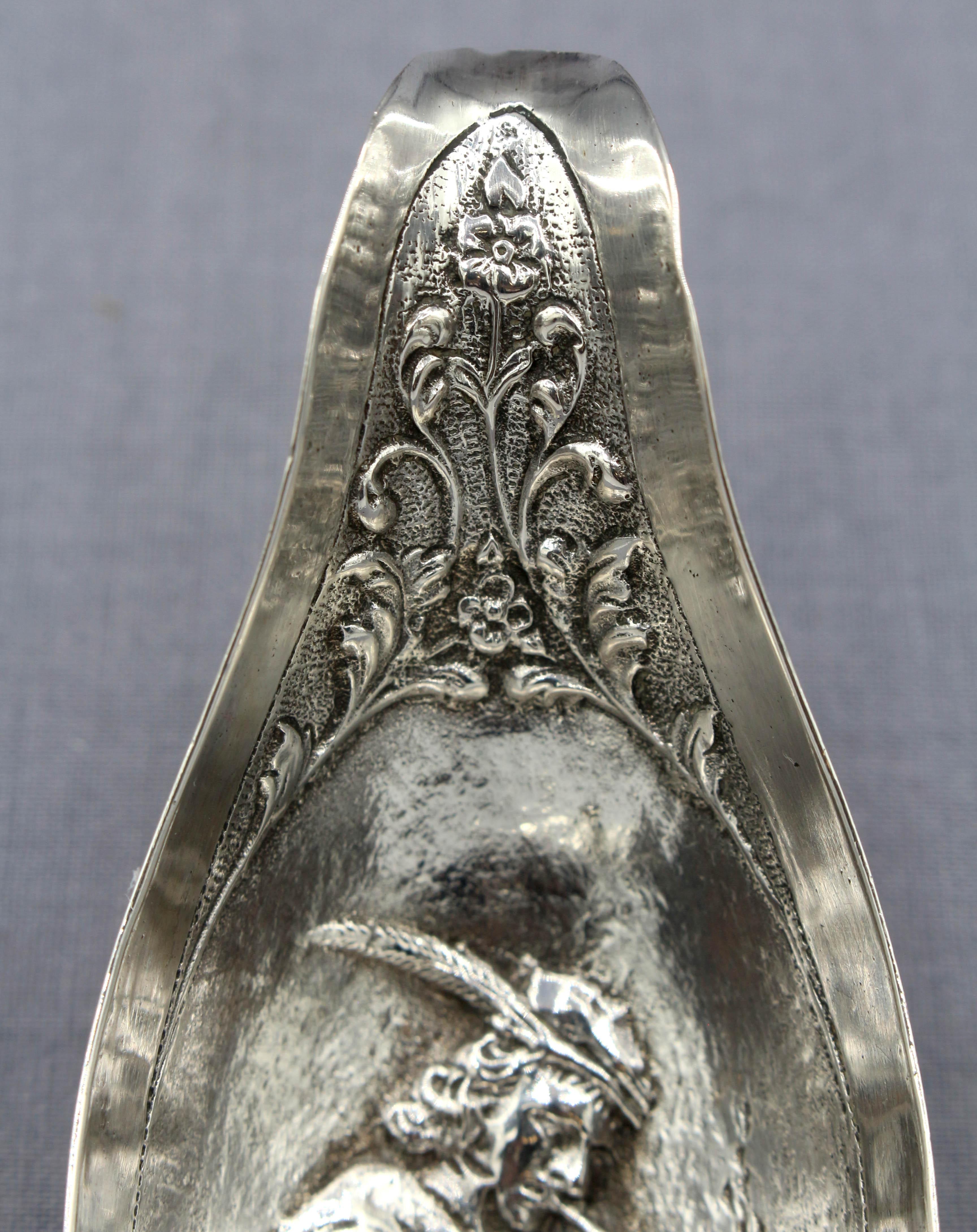 Renaissance Revival Continental Late 19th Century 800 Silver Pipe Rest For Sale