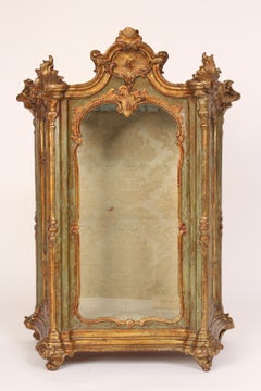 Continental Louis XV Painted and Partial Gilt Table Top Vitrine