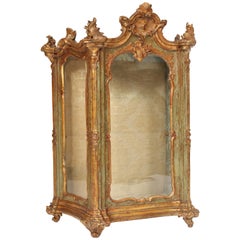 Continental Louis XV Painted and Partial Gilt Table Top Vitrine