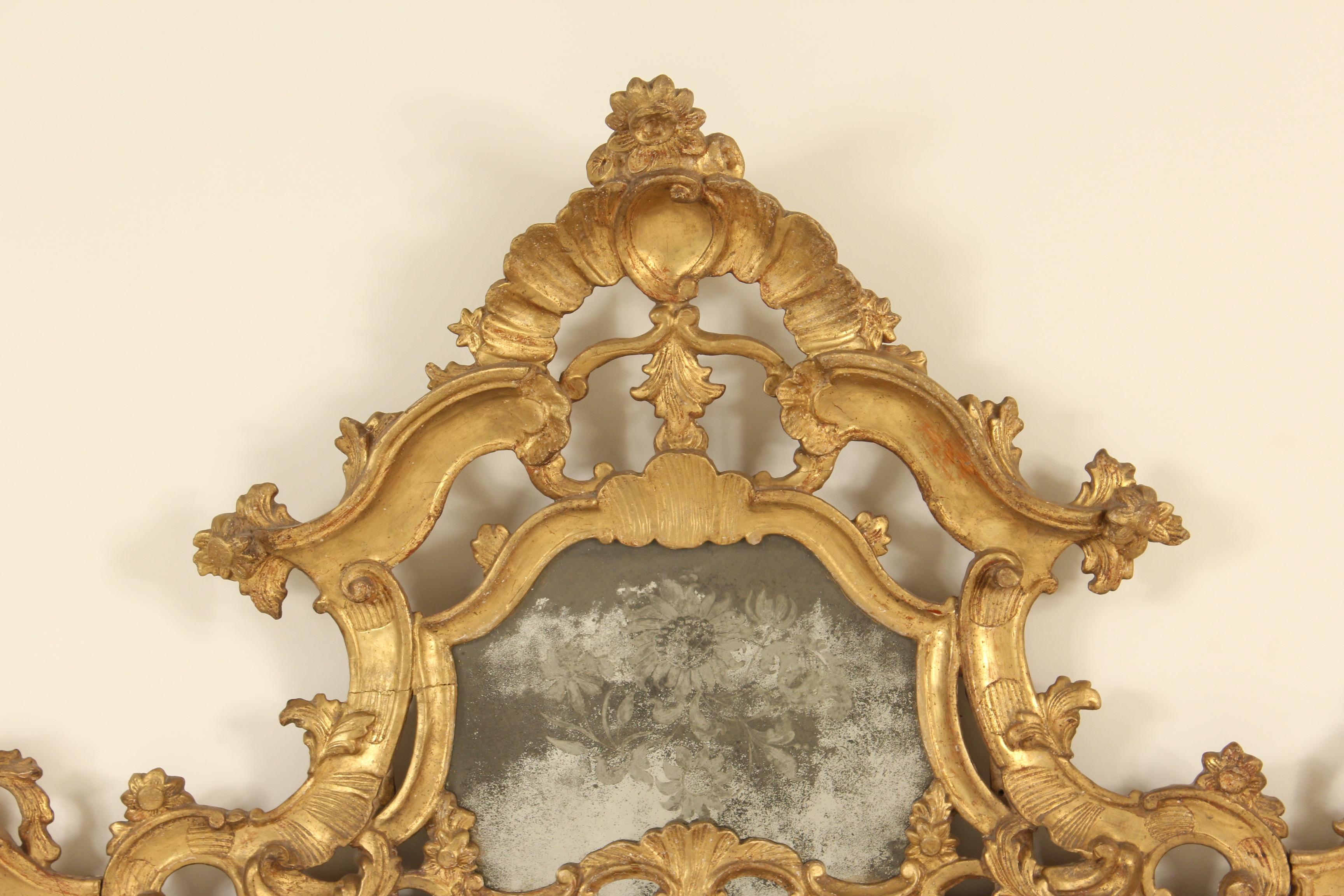 European Continental Louis XV Style Giltwood Mirror