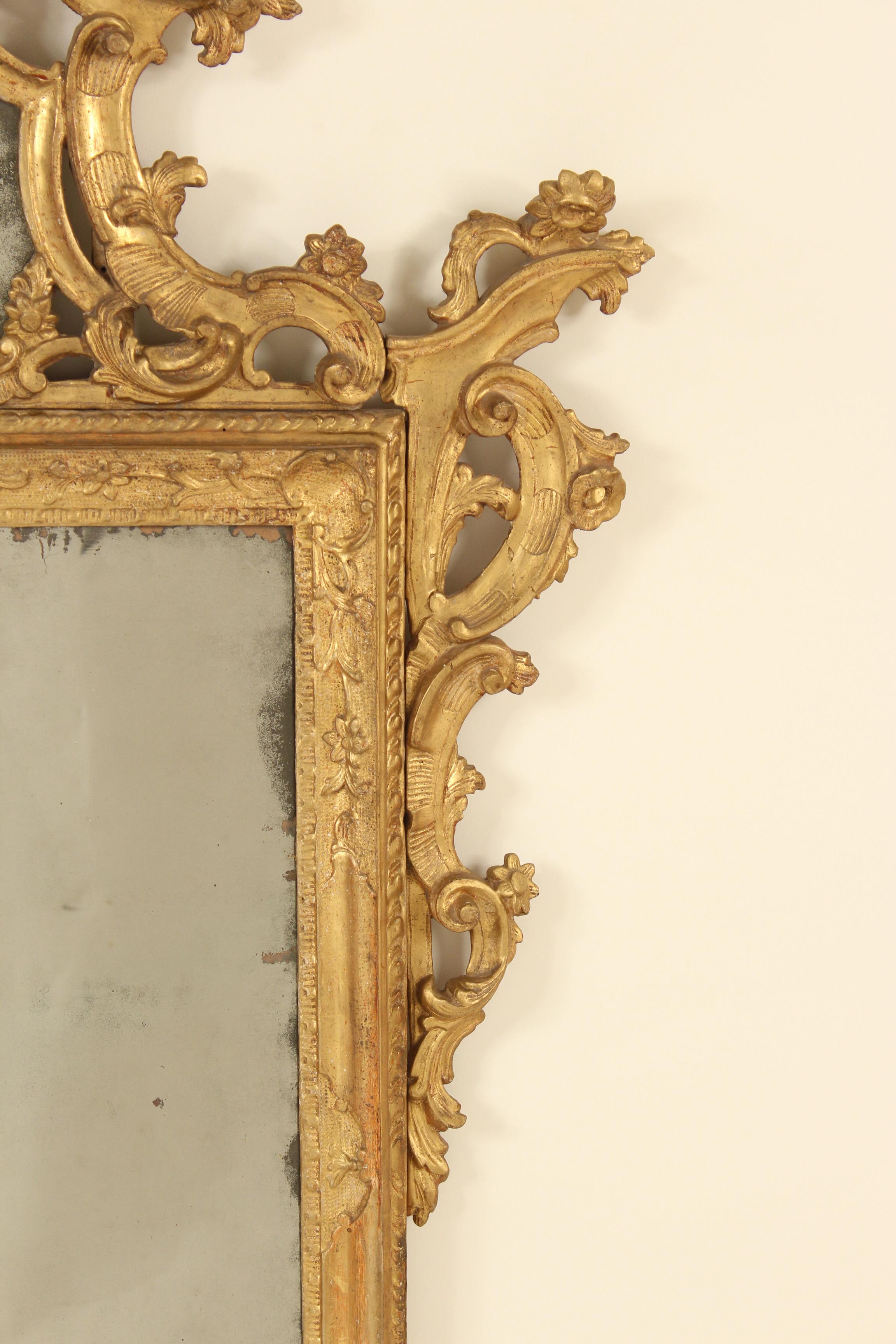 19th Century Continental Louis XV Style Giltwood Mirror