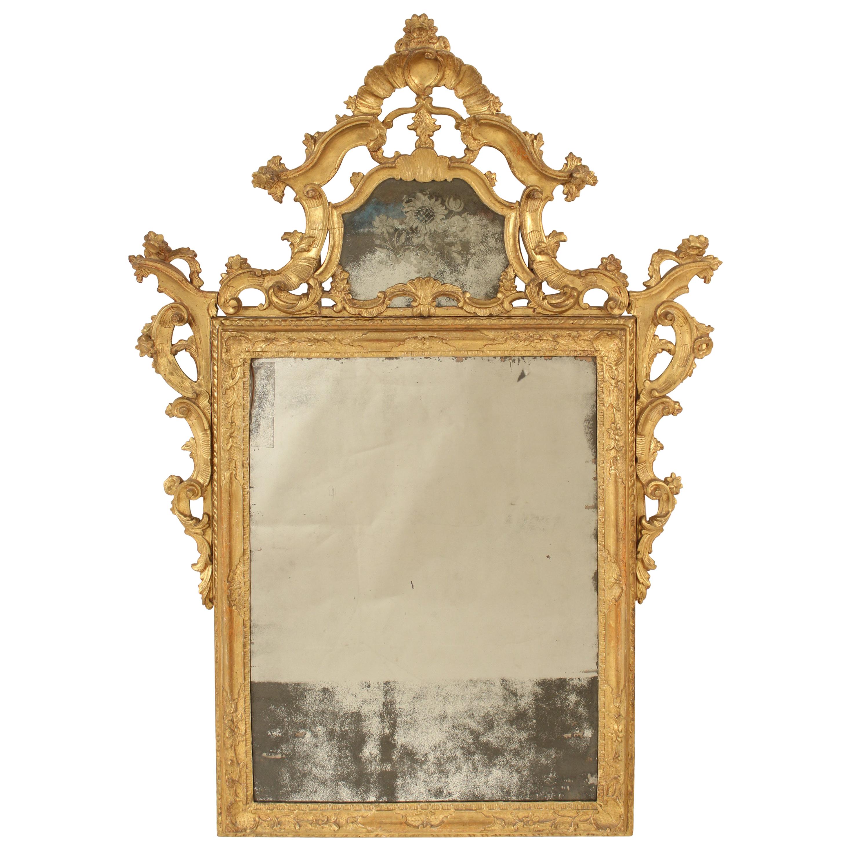 Continental Louis XV Style Giltwood Mirror
