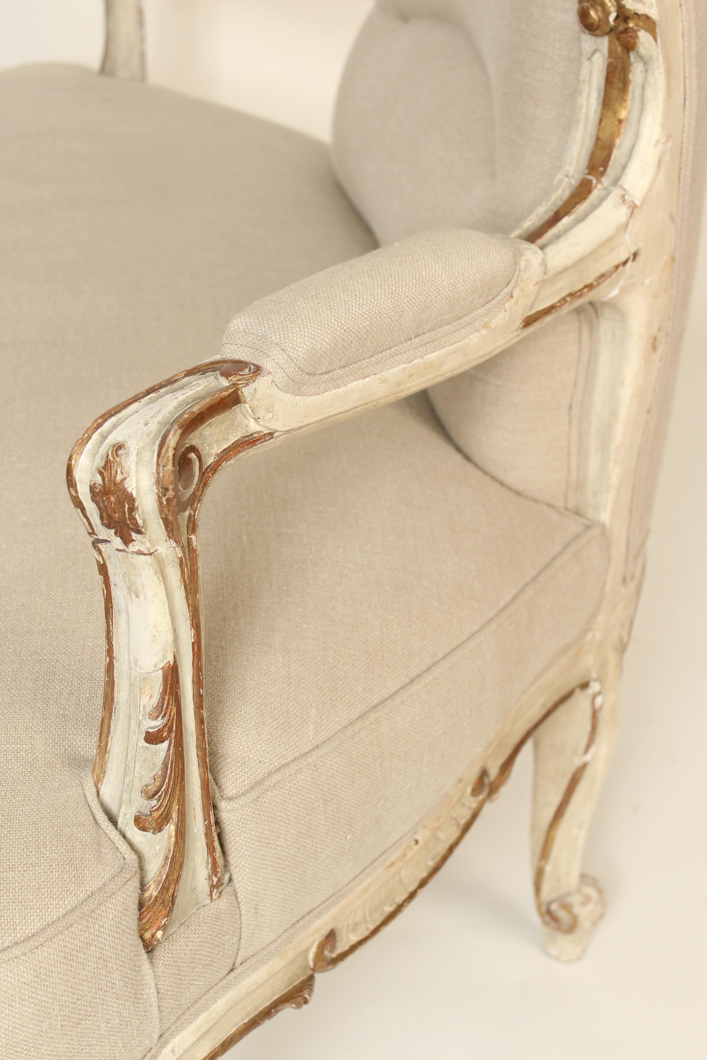 Upholstery Continental Louis XV Style Painted and Gilt Decorated Settee