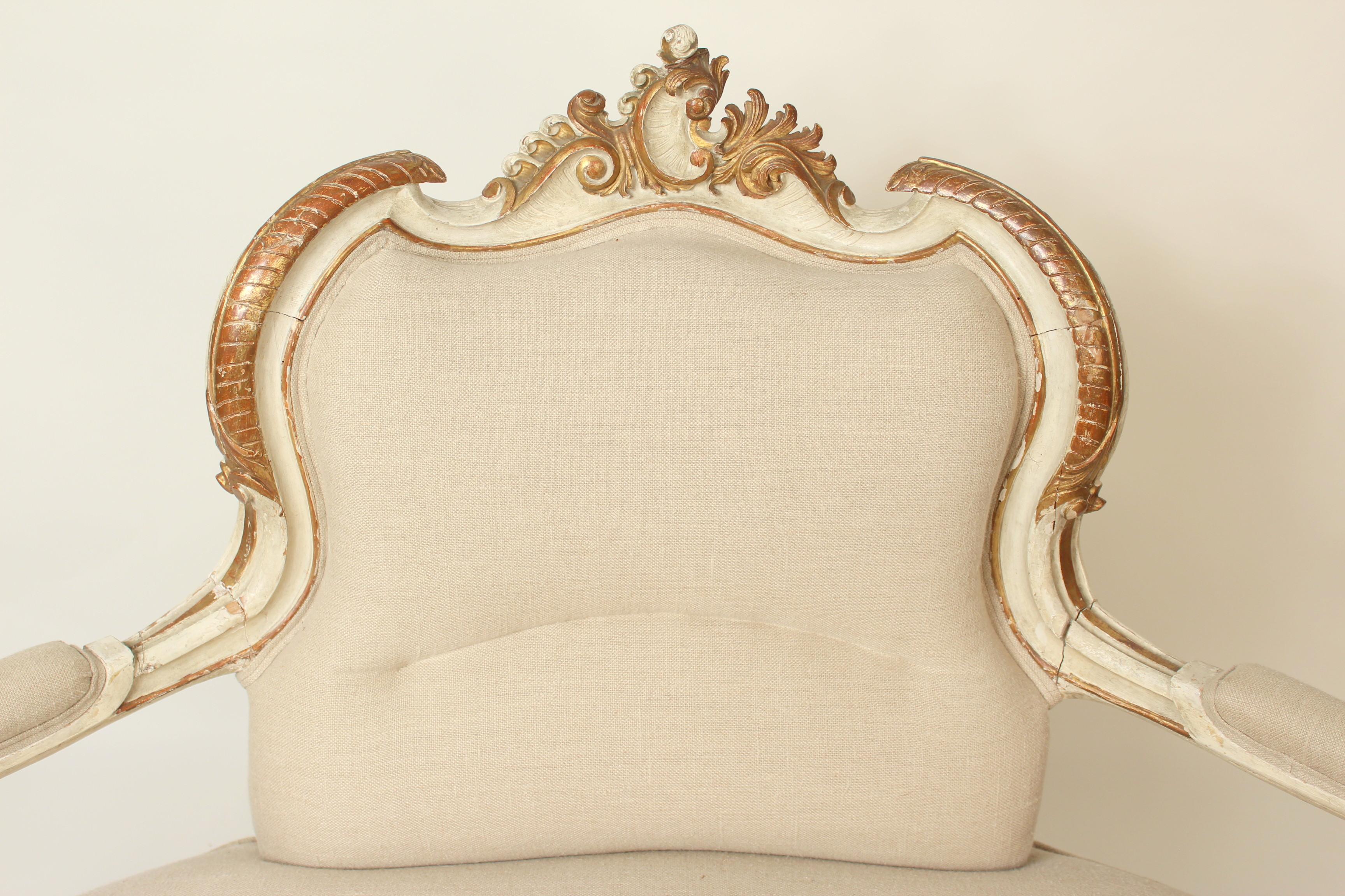 Continental Louis XV Style Painted and Gilt Decorated Settee 1