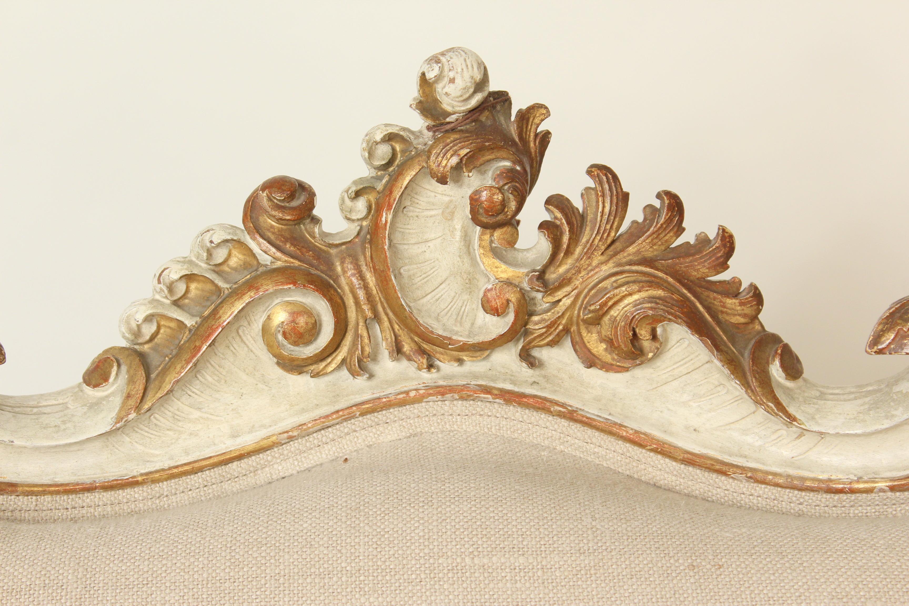 Continental Louis XV Style Painted and Gilt Decorated Settee 2