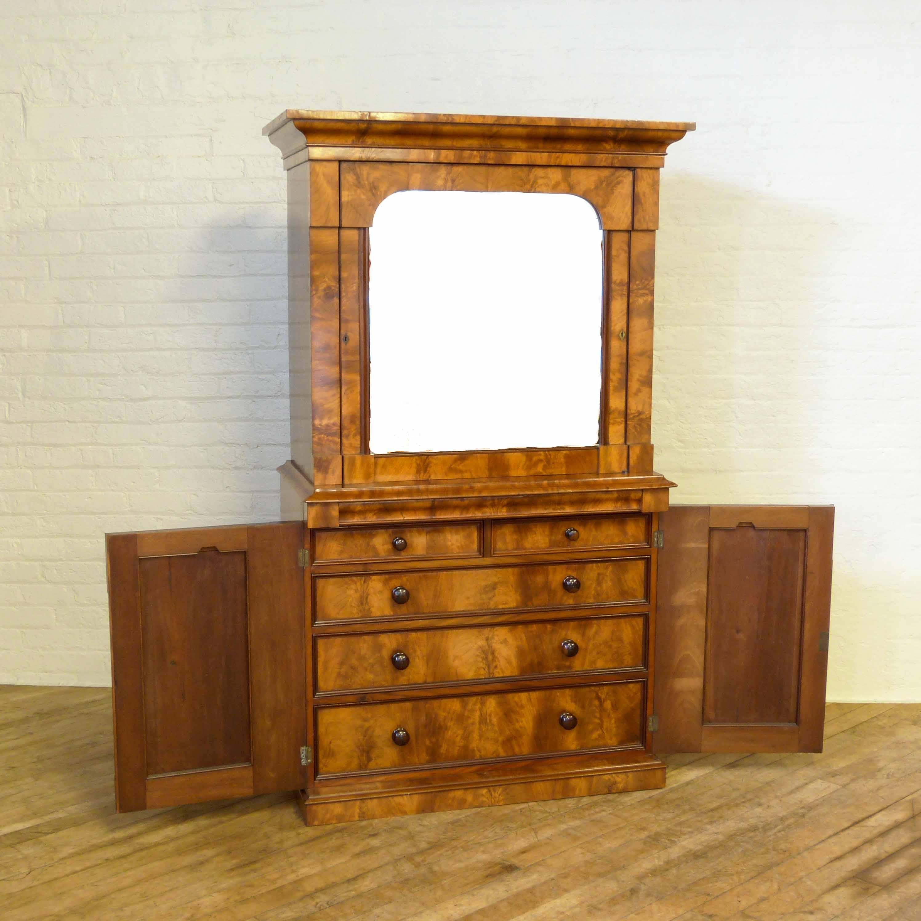 English Continental Mahogany Cabinet For Sale