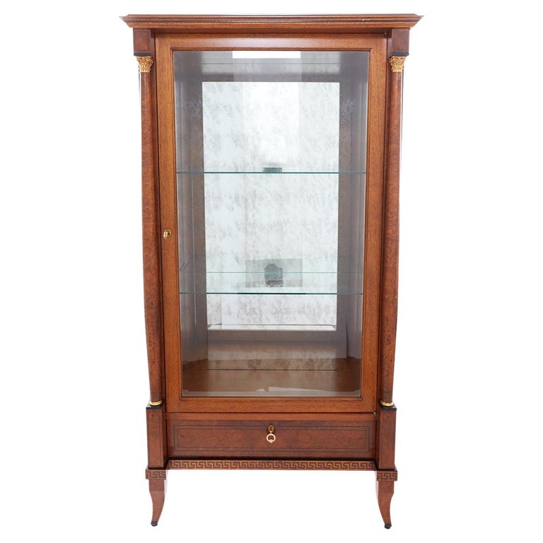 Continental Mahogany / Glass Display Cabinet For Sale
