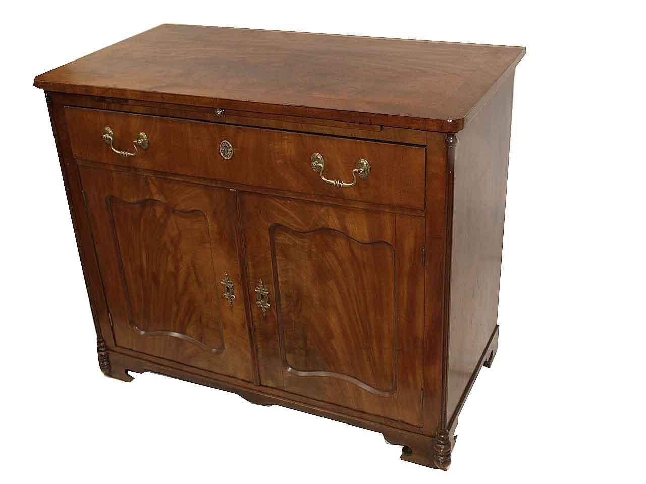 Veneer Continental Mahogany One Drawer Cabinet For Sale