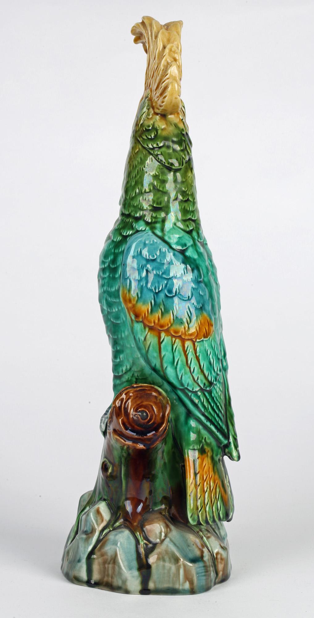 Continental Majolica Pottery Figure of a Cockatoo on a Perch 5