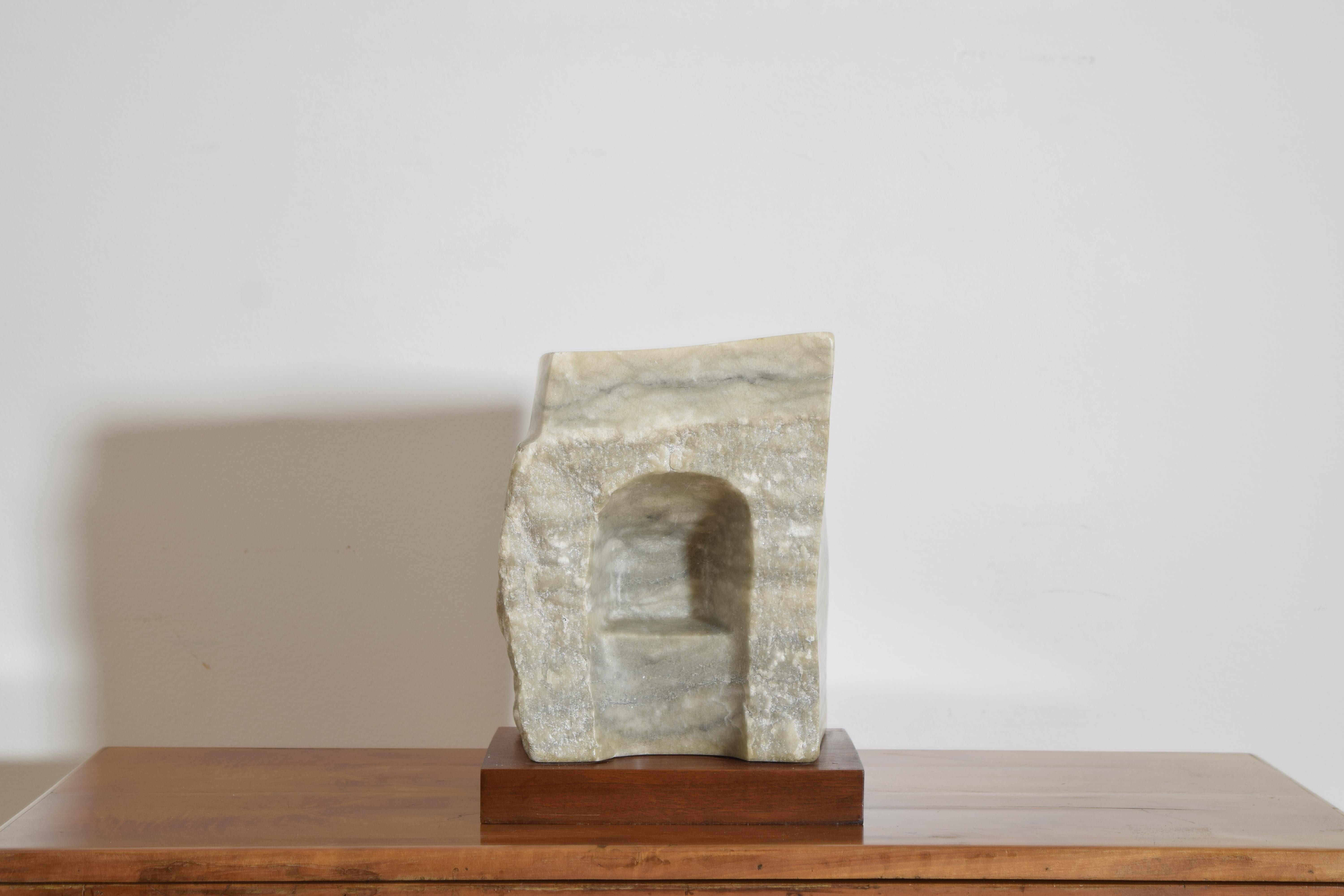 Continental Marble Sunken Arch Sculpture on Wooden Base, Late 20th Century For Sale 1