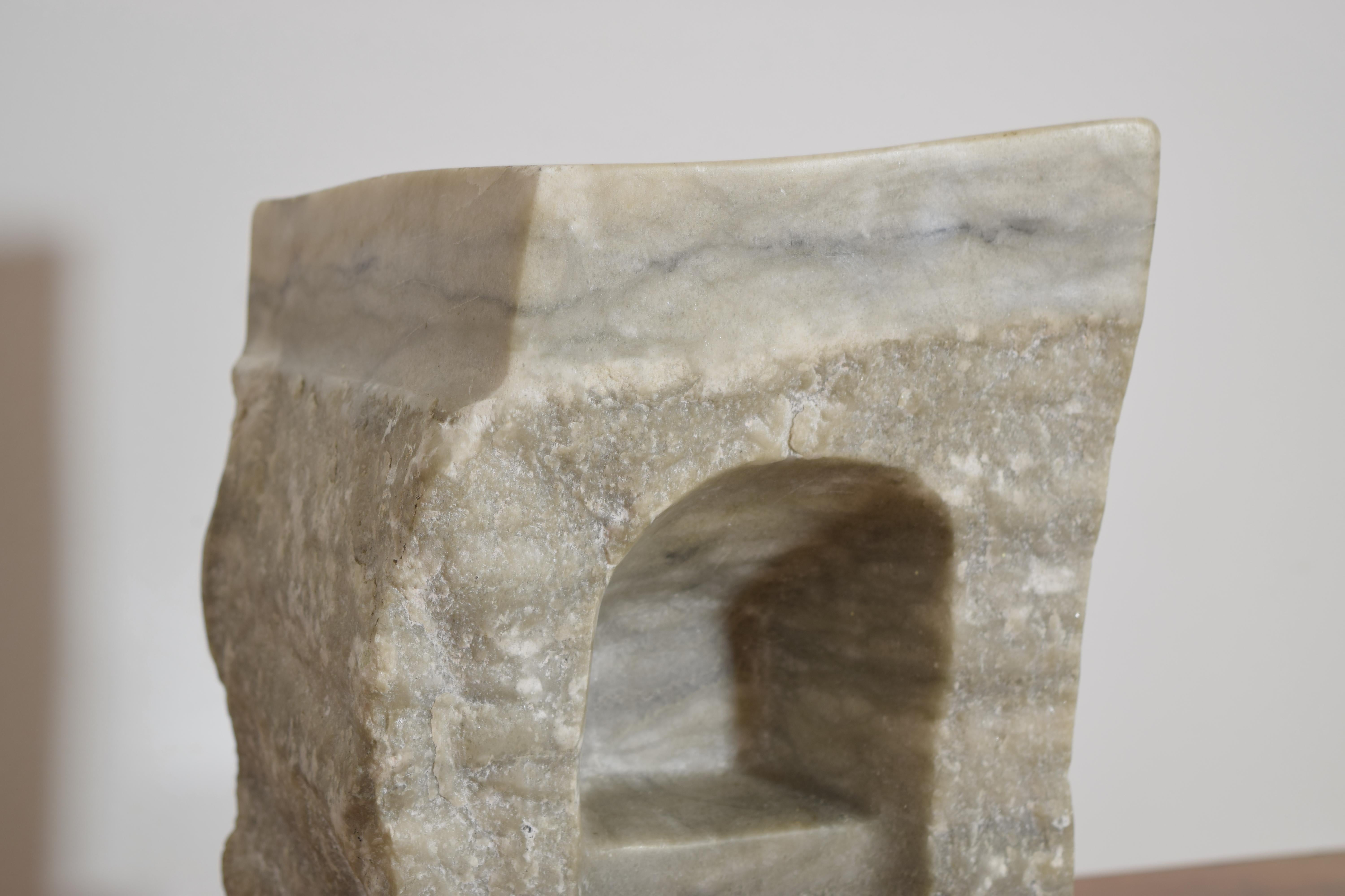 Continental Marble Sunken Arch Sculpture on Wooden Base, Late 20th Century For Sale 3