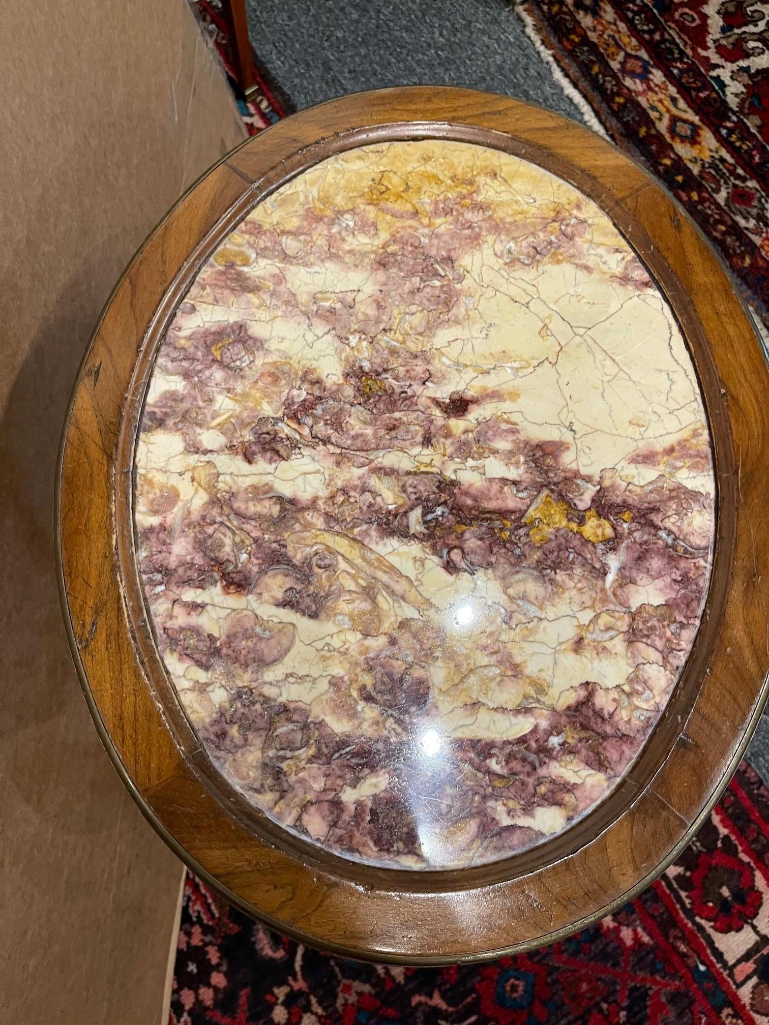 Continental Marble-Top Side Table in the Shape of a Lyriform, Early 20th Century For Sale 2