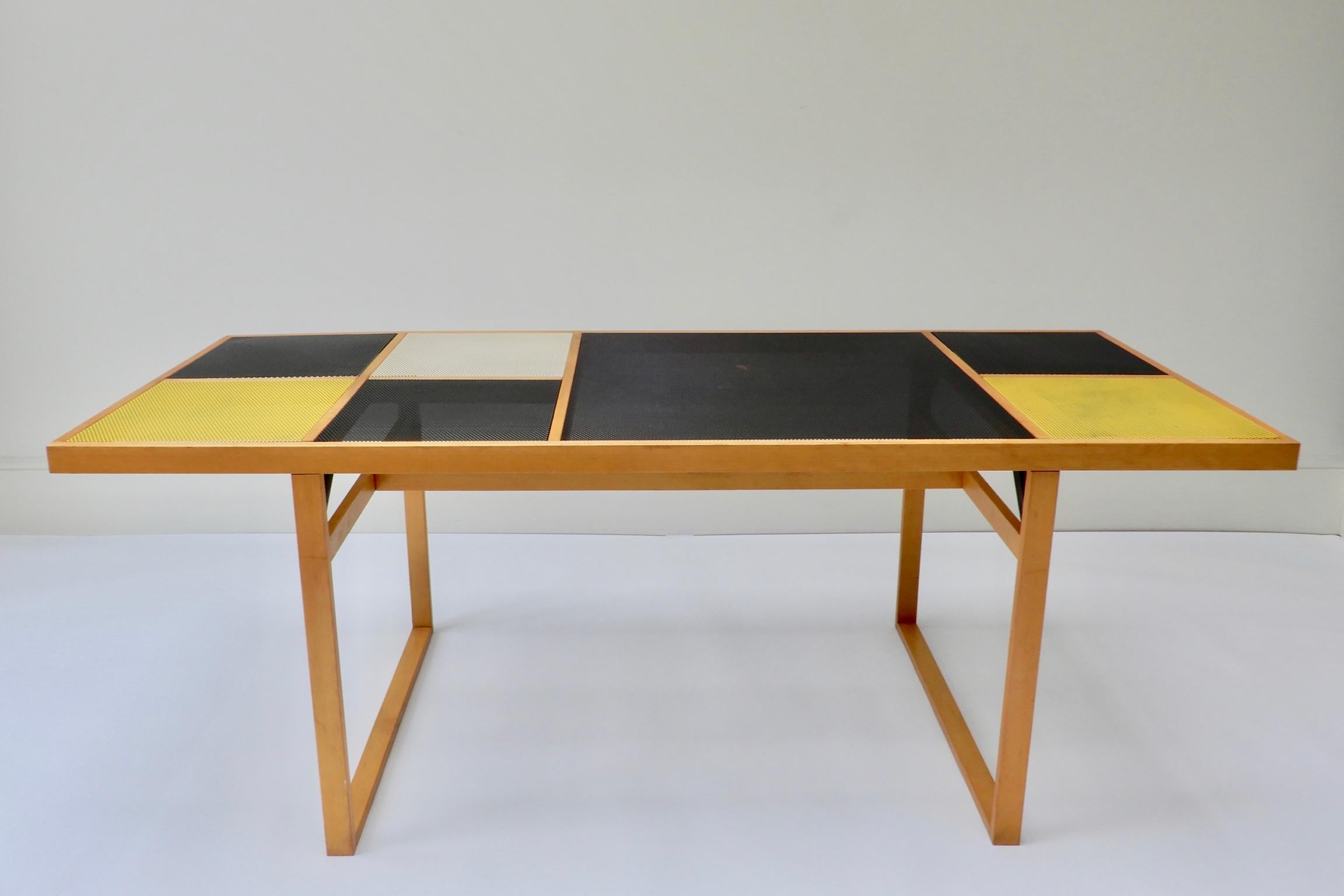 Mid-Century Modern Continental Metal Perforated Black Table, Late 1960s