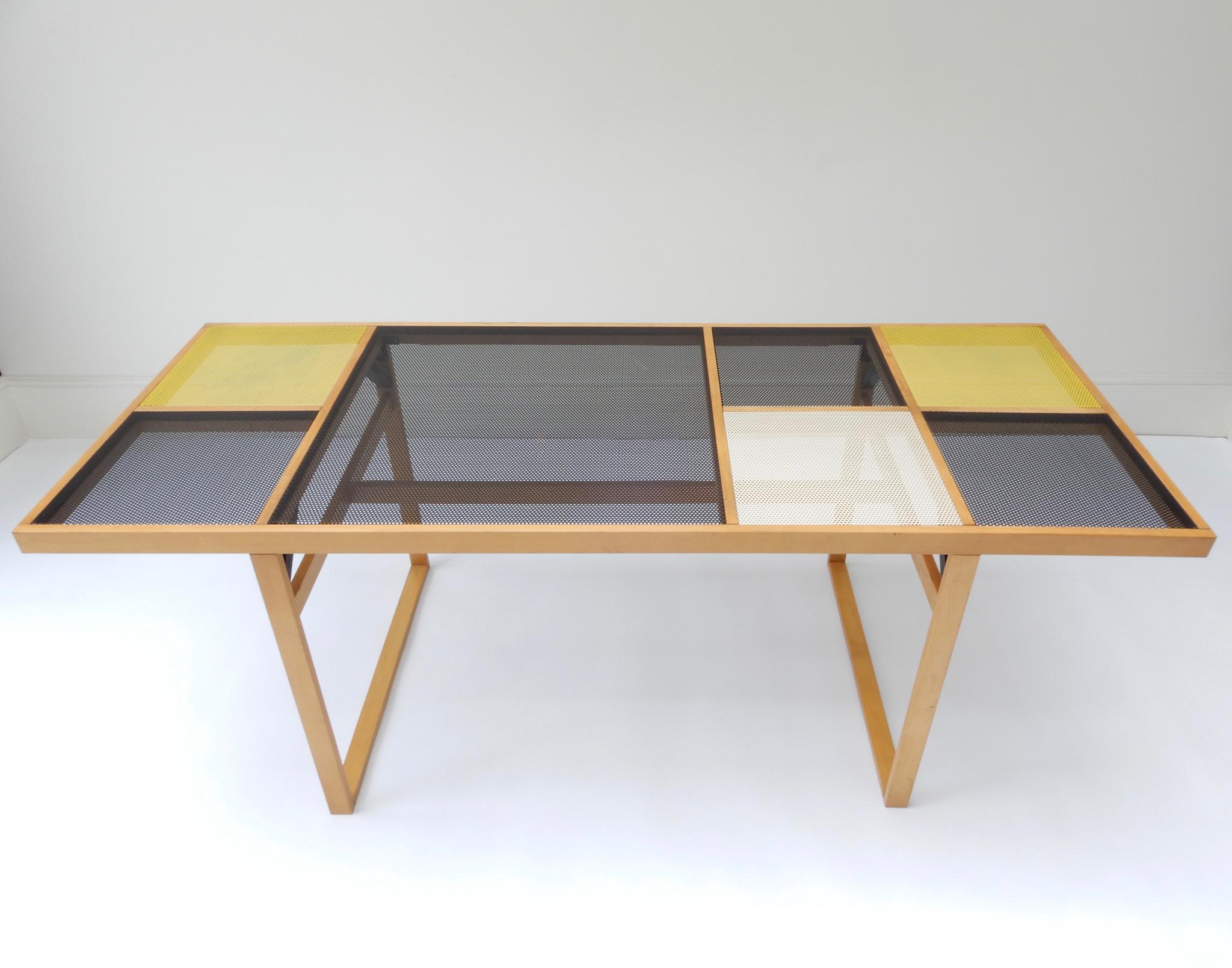 European Continental Metal Perforated Black Table, Late 1960s