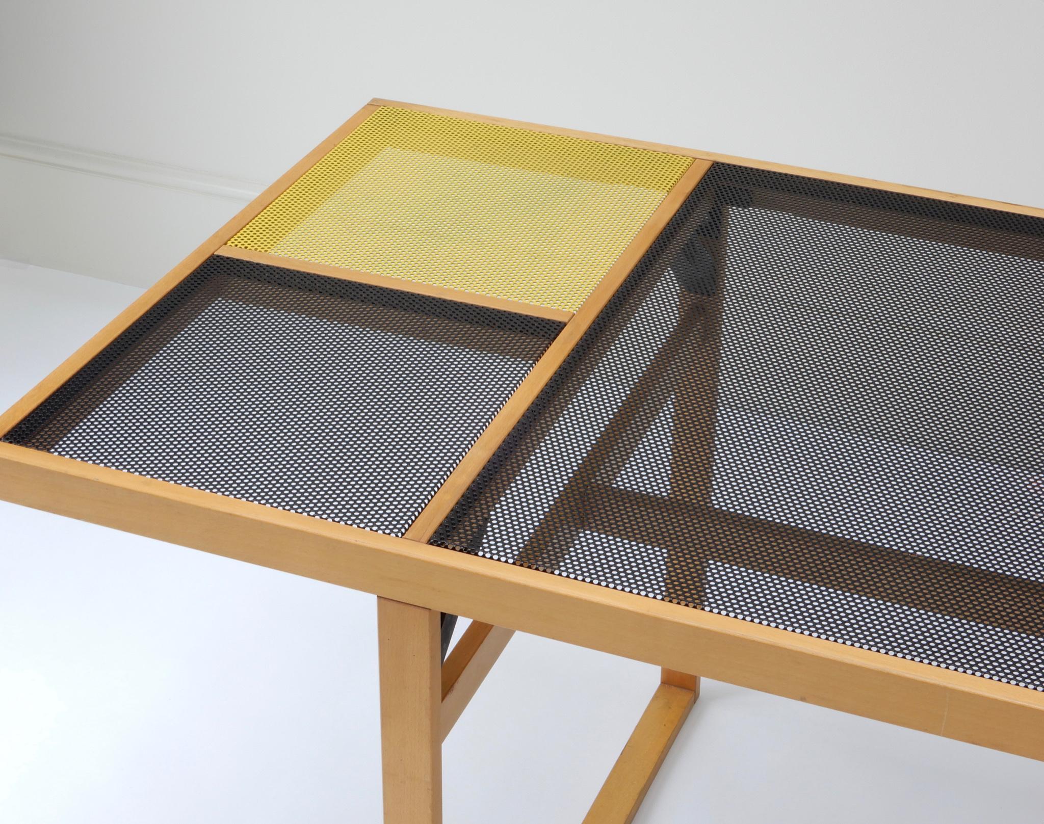 Mid-20th Century Continental Metal Perforated Black Table, Late 1960s