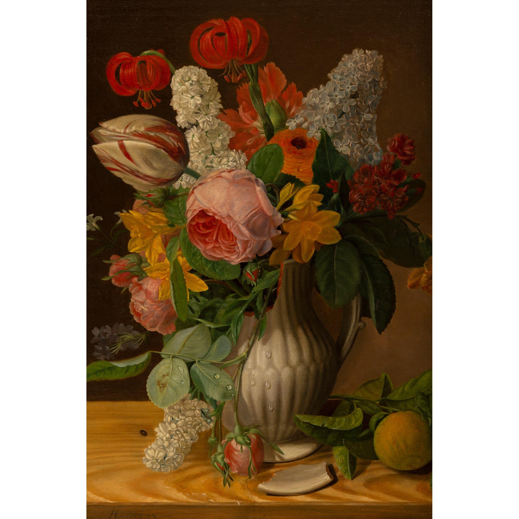 Unknown Continental Mid 19th Century Still Life Oil on Canvas Painting For Sale