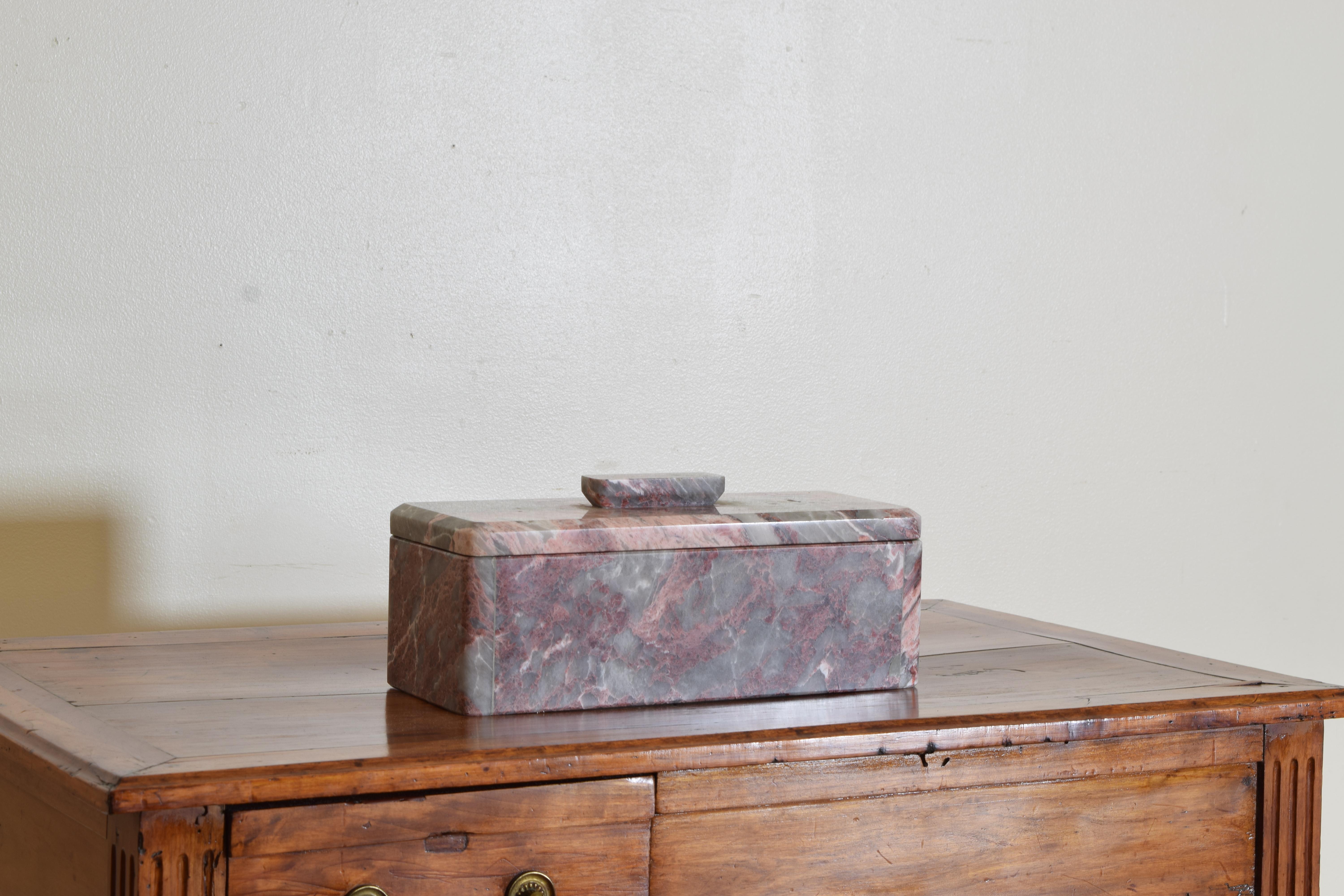 Mid-Century Modern Continental Mid-Century Grey and Rose Marble Lidded Box For Sale