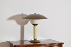 Continental Mid Century Modern Brass, Enamel, and Plastic Table Lamp