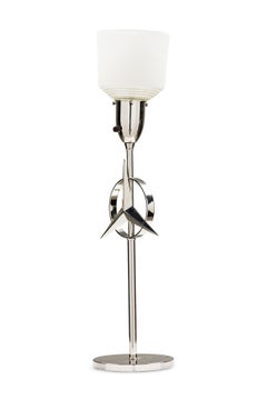 Continental Mid-Century Style Starburst and Chrome Plated Table Lamp