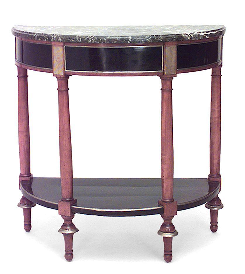 Neoclassical Continental Neo-Classic Fruitwood Marble Console Table For Sale