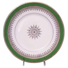 Continental Neo-classic style white and green-bordered porcelain dinner plates Continental Neo-classic style white and green-bordered porcelain dinner plates