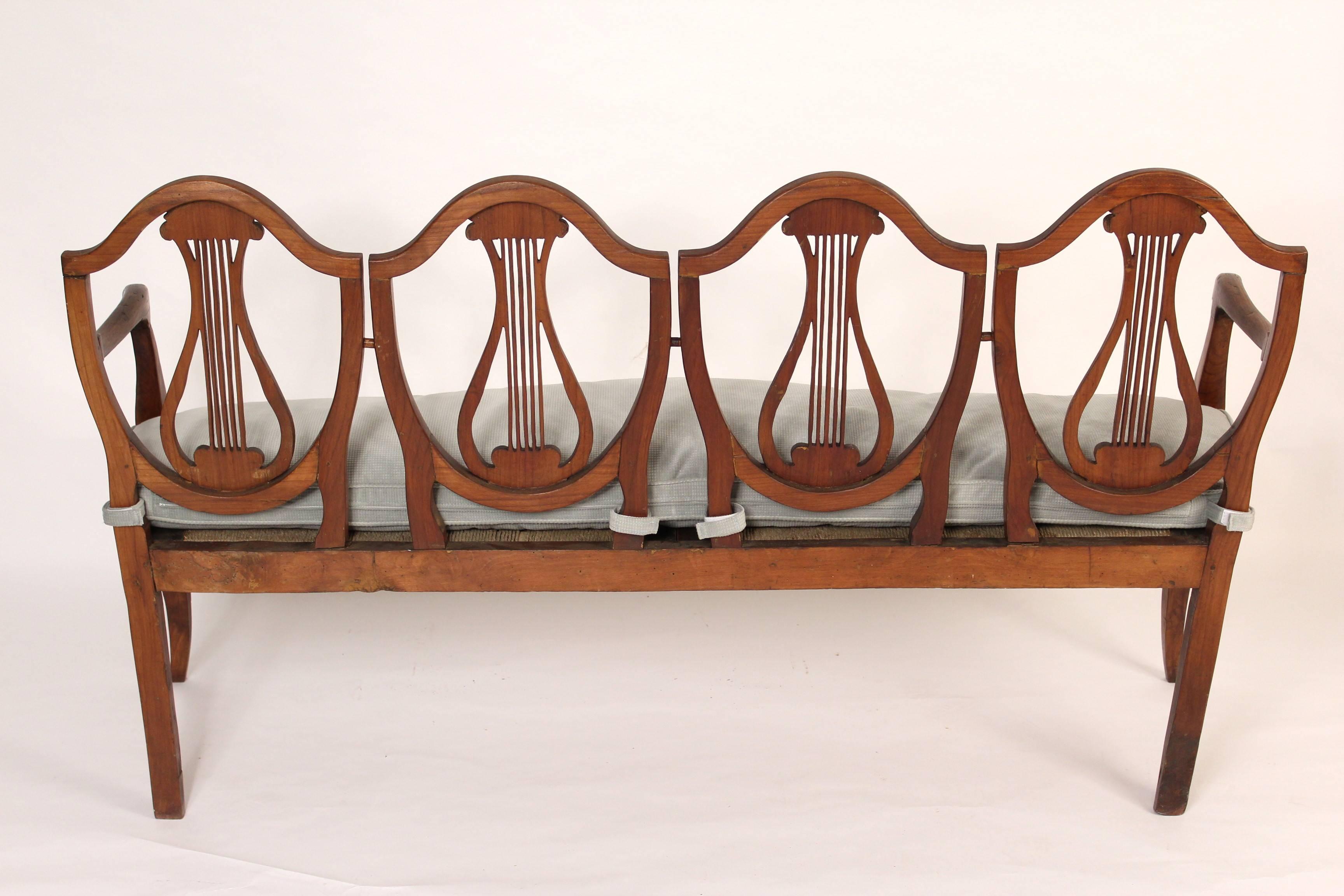 Continental Neoclassical Fruit Wood Settee In Good Condition In Laguna Beach, CA