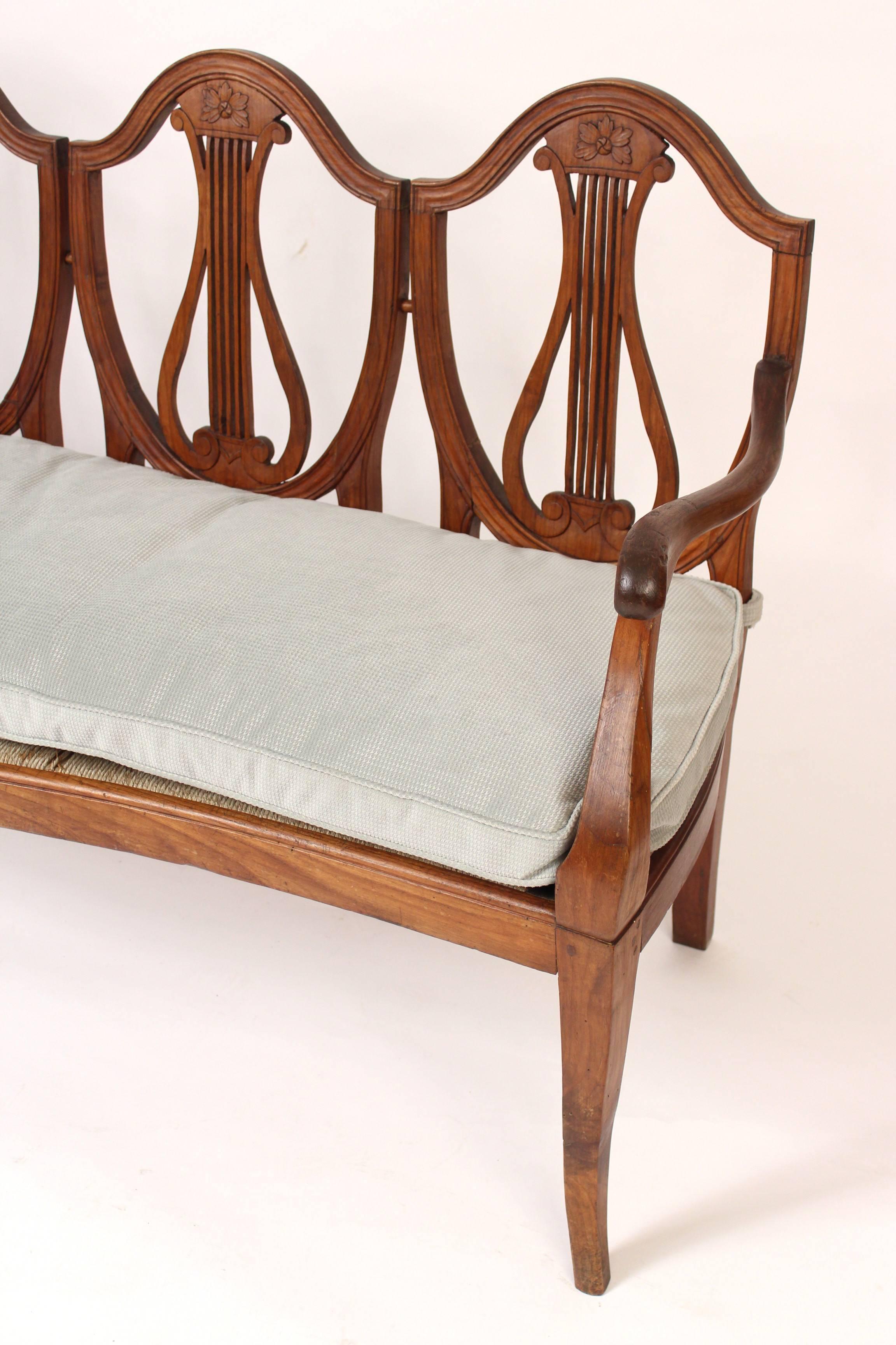 19th Century Continental Neoclassical Fruit Wood Settee