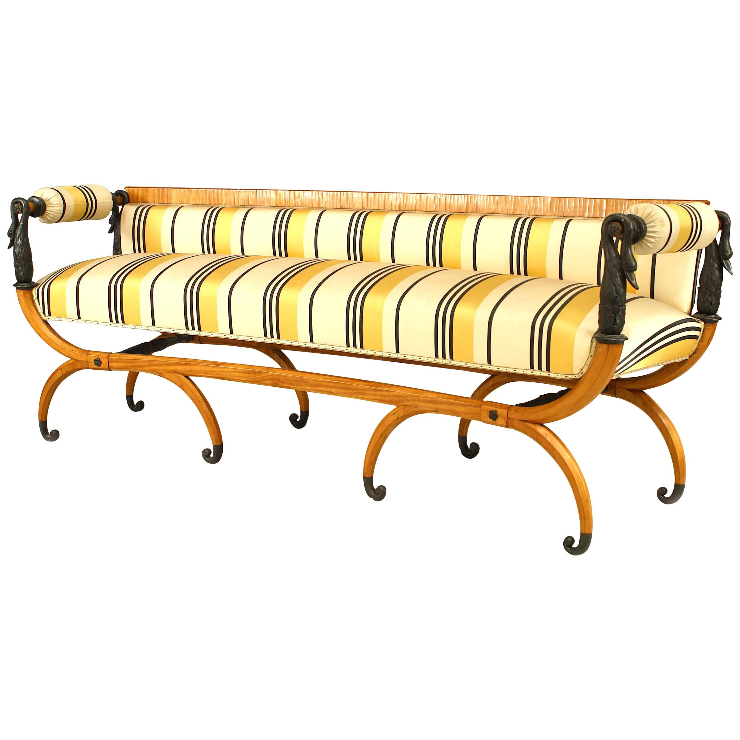 Continental Neoclassic Fruitwood Settee