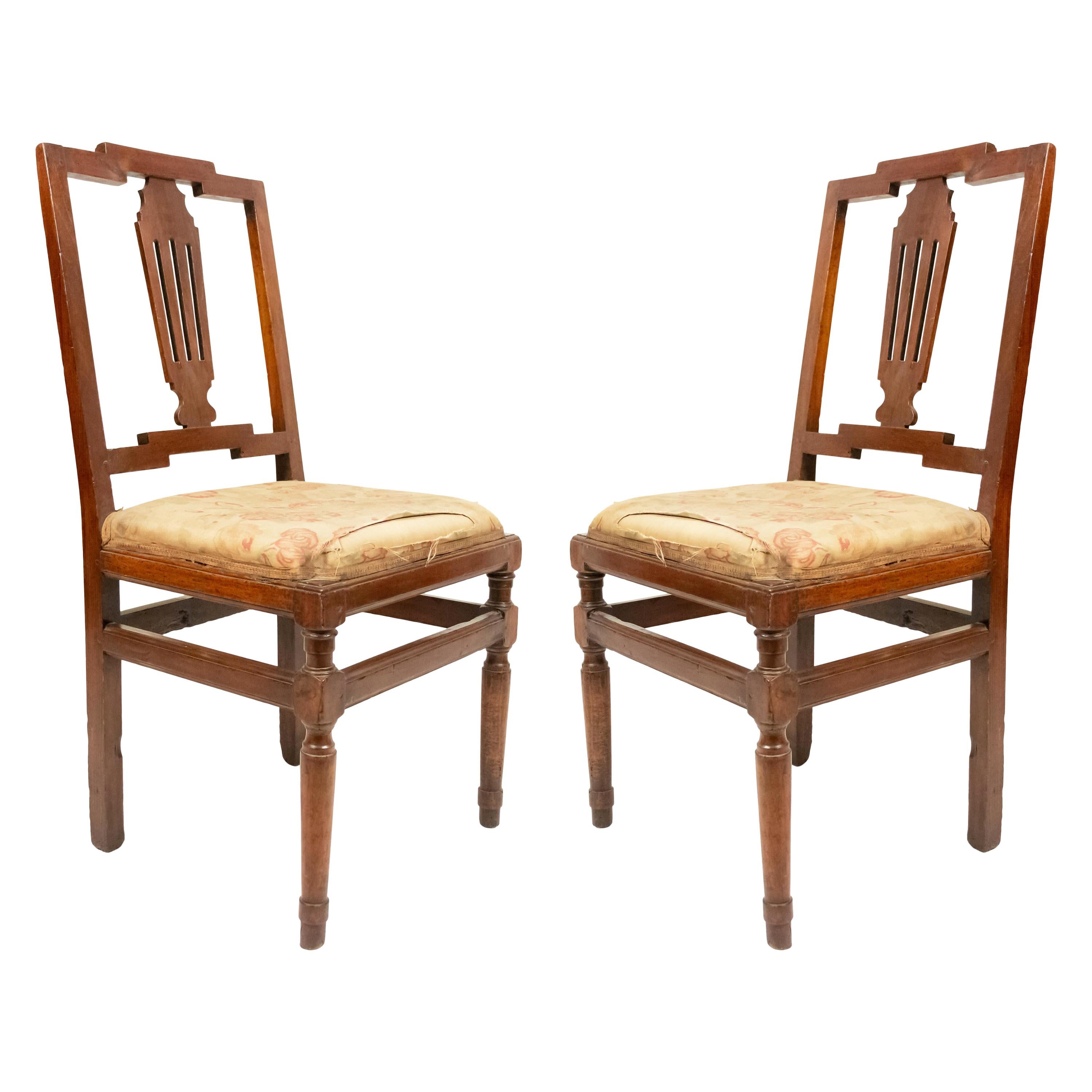 Continental Neoclassic Mahogany Side Chairs