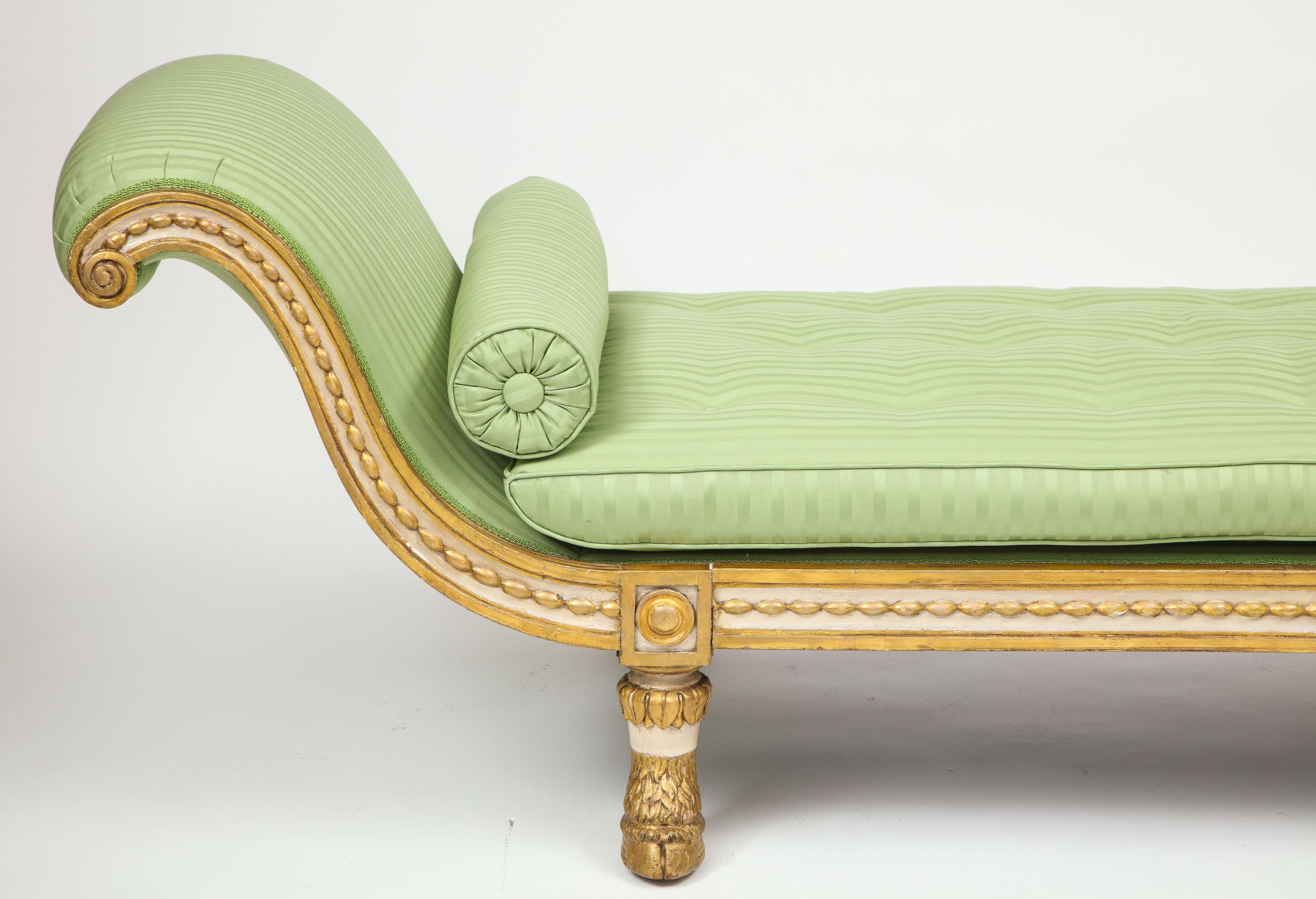 Continental Neoclassical Ivory-Painted and Gilt Recamier 1
