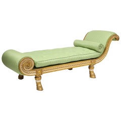 Continental Neoclassical Ivory-Painted and Gilt Recamier