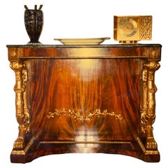 Continental Neoclassical Mahogany and Parcel-Gilt Console, Possibly Baltic