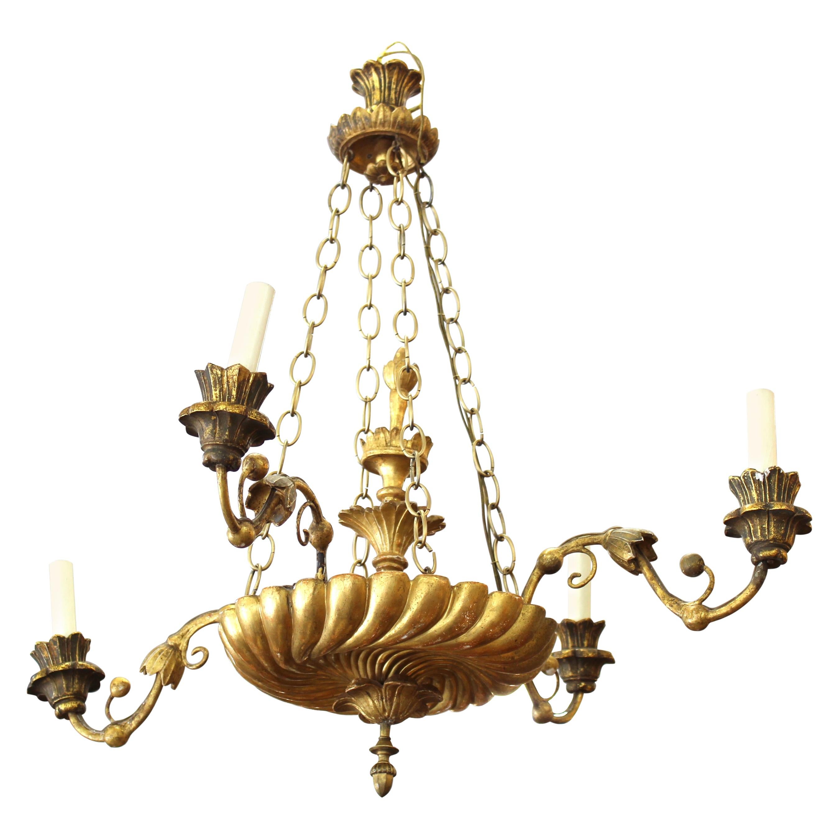 Continental Neoclassical Style Giltwood Chandelier