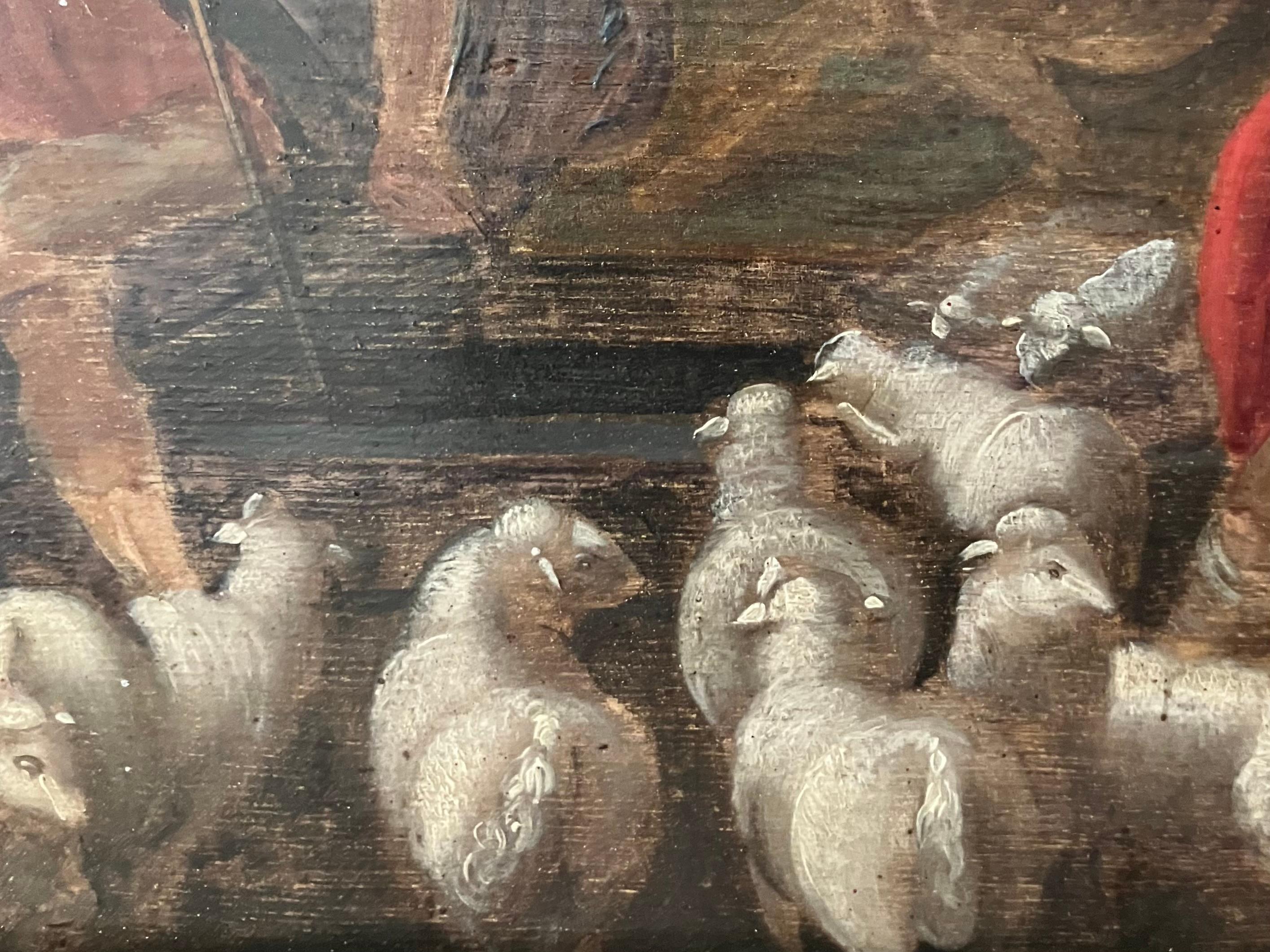 Peint à la main Huile continentale Scène biblique en vente