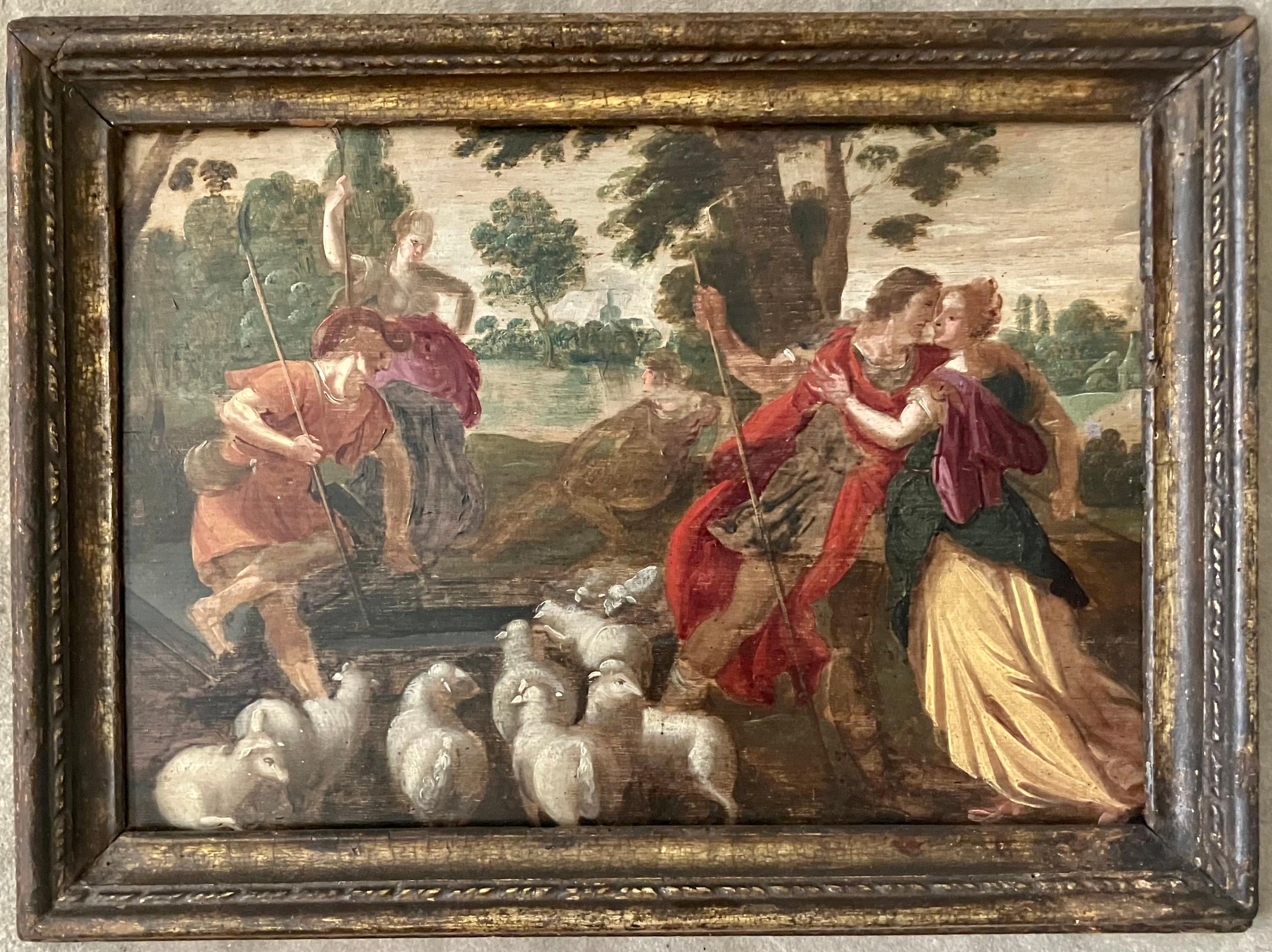 Huile continentale Scène biblique Bon état - En vente à New York, NY