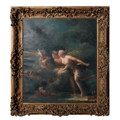 Vintage Continental Oil on Canvas Old Master after Fragonard's Fountain of Love