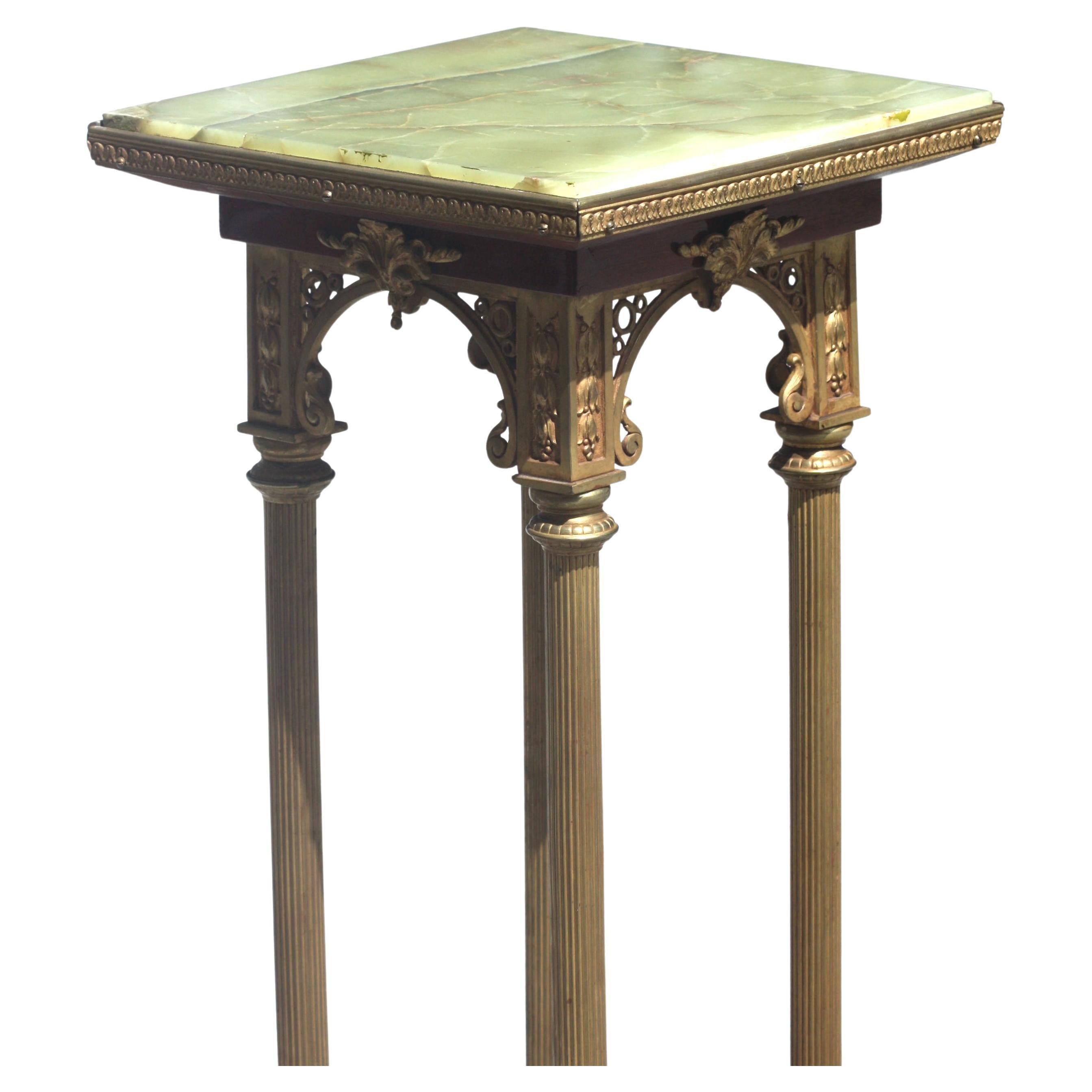 Continental Onyx and Gilt-Bronze Pedestal For Sale