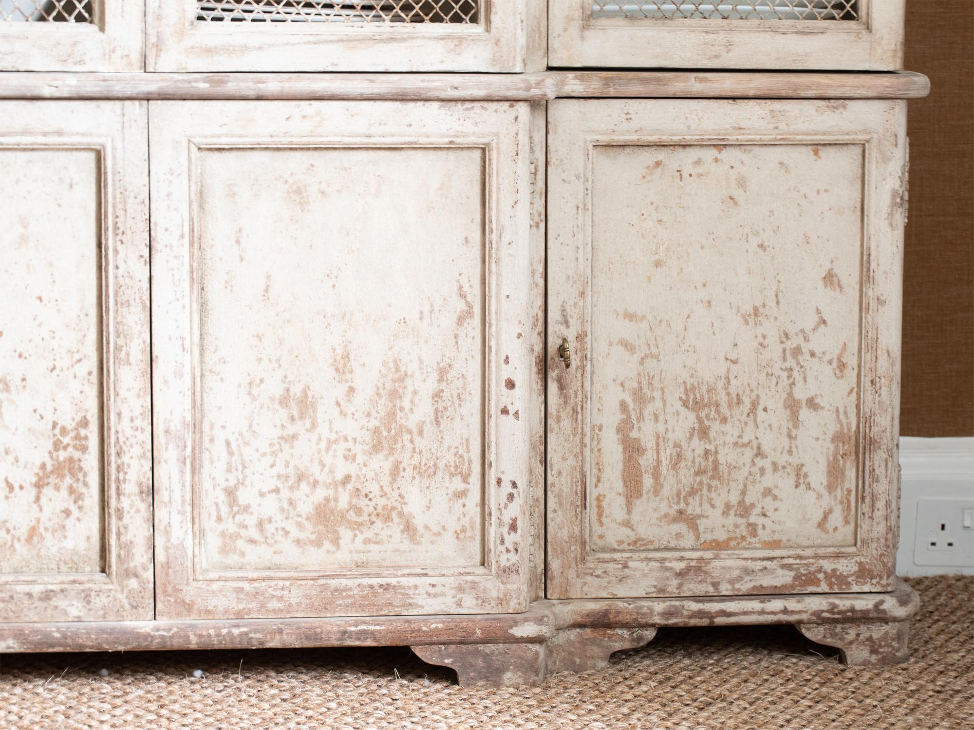 18th Century Continental Painted Breakfront Cupboard c. 1800 For Sale