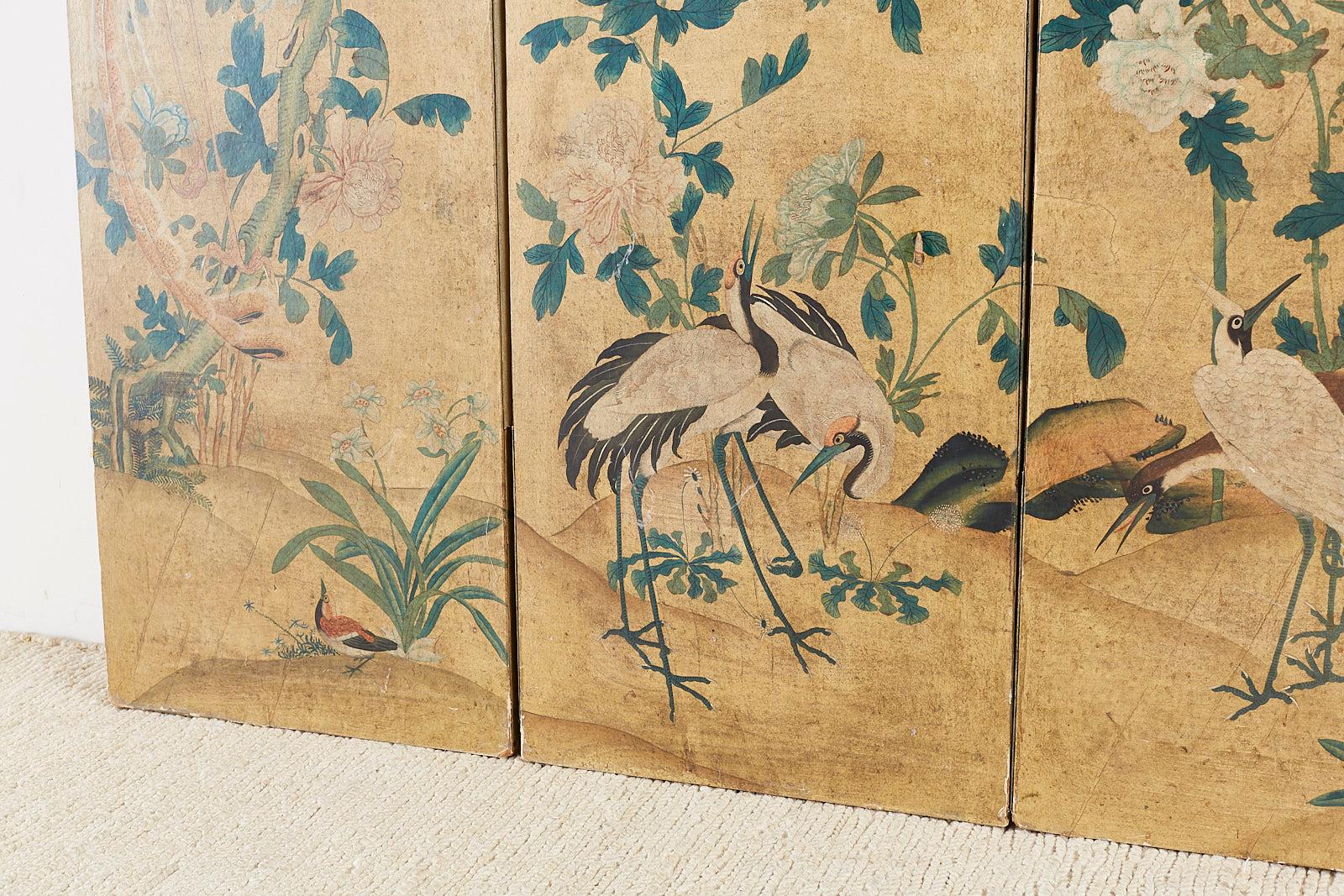 Continental Painted Chinoiserie Wallpaper Screen with Decoupage 7