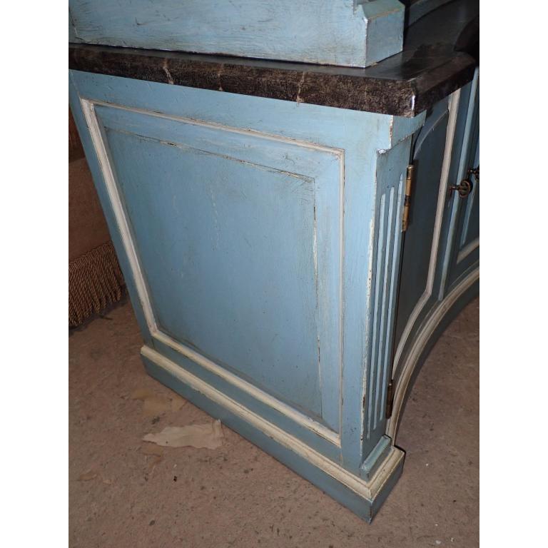 Continental Blue Painted Curved Bibliotheque 19th Century 4