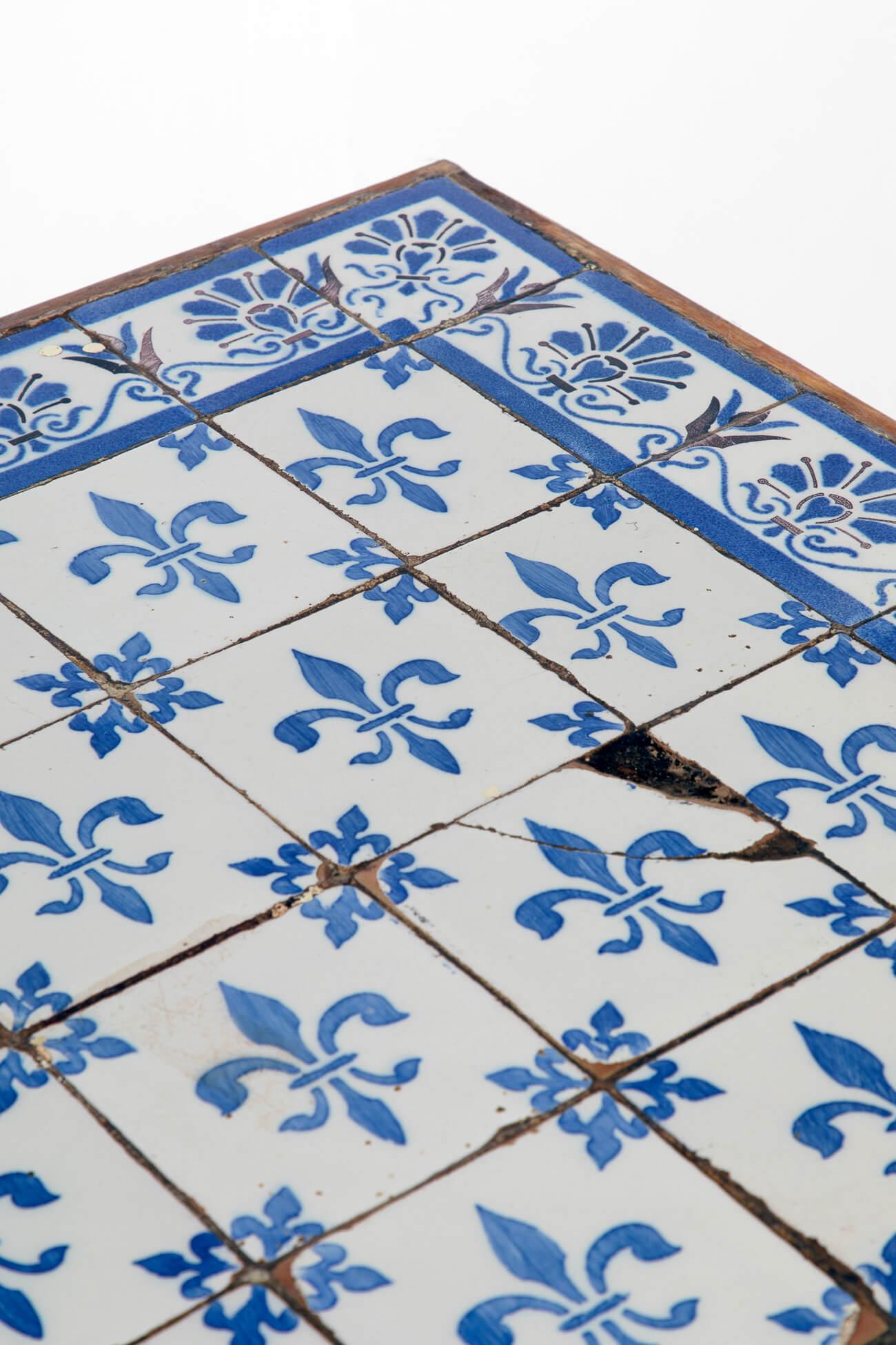 Beech Continental Painted Tile Top Table, circa 1890 For Sale