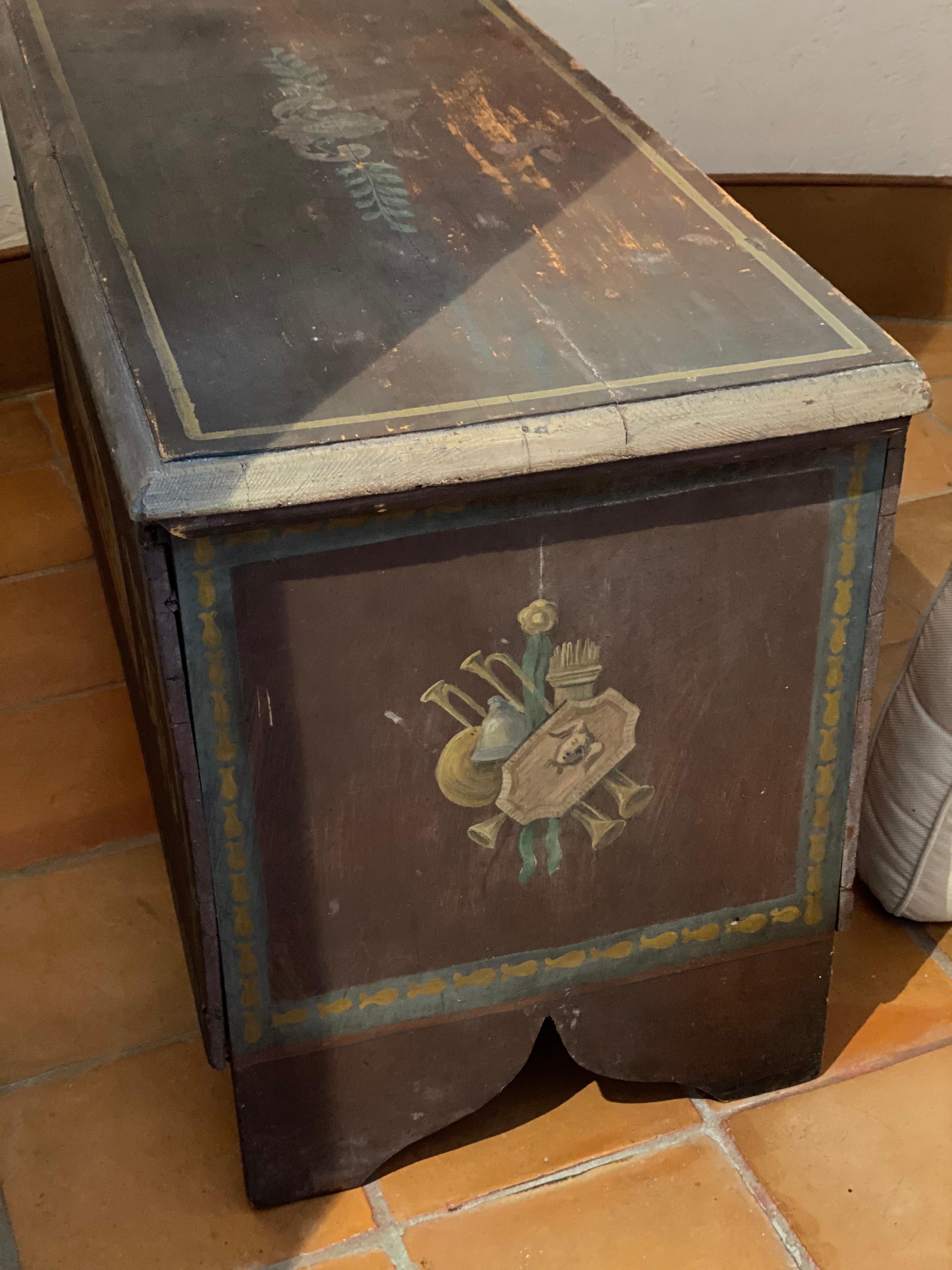 Continental Painted Wood Trunk, Late 19th-Early 20th Century 8